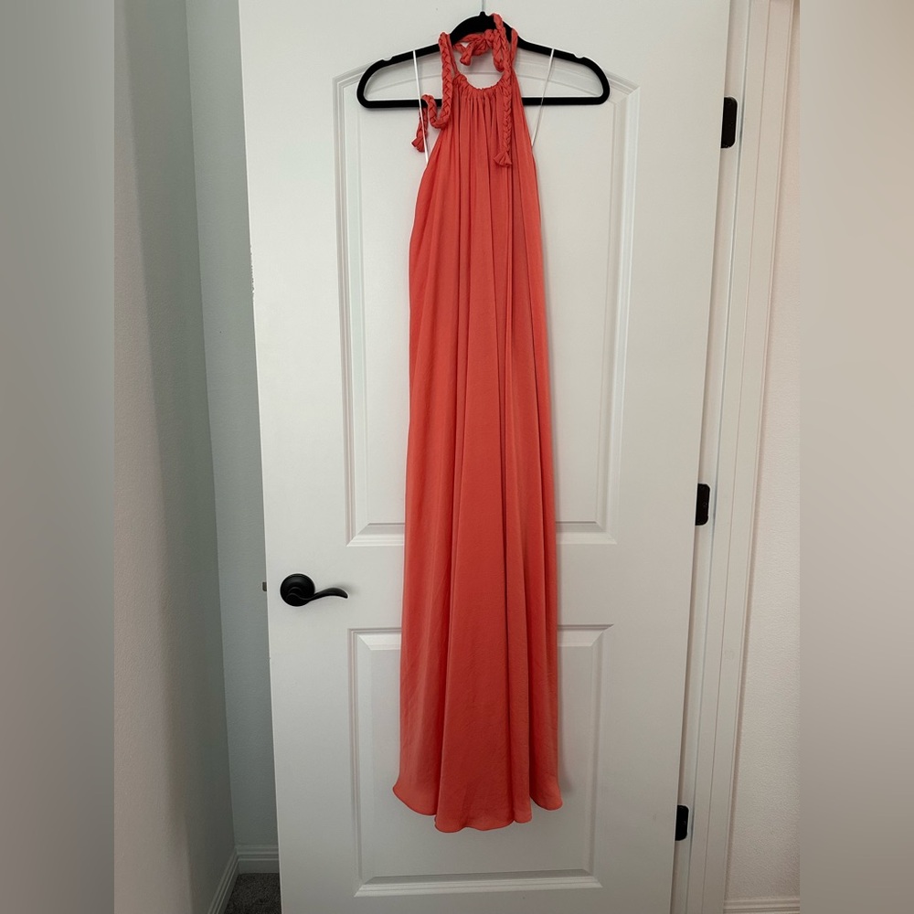 fab'rik Vibrant Coral Maxi Dress
